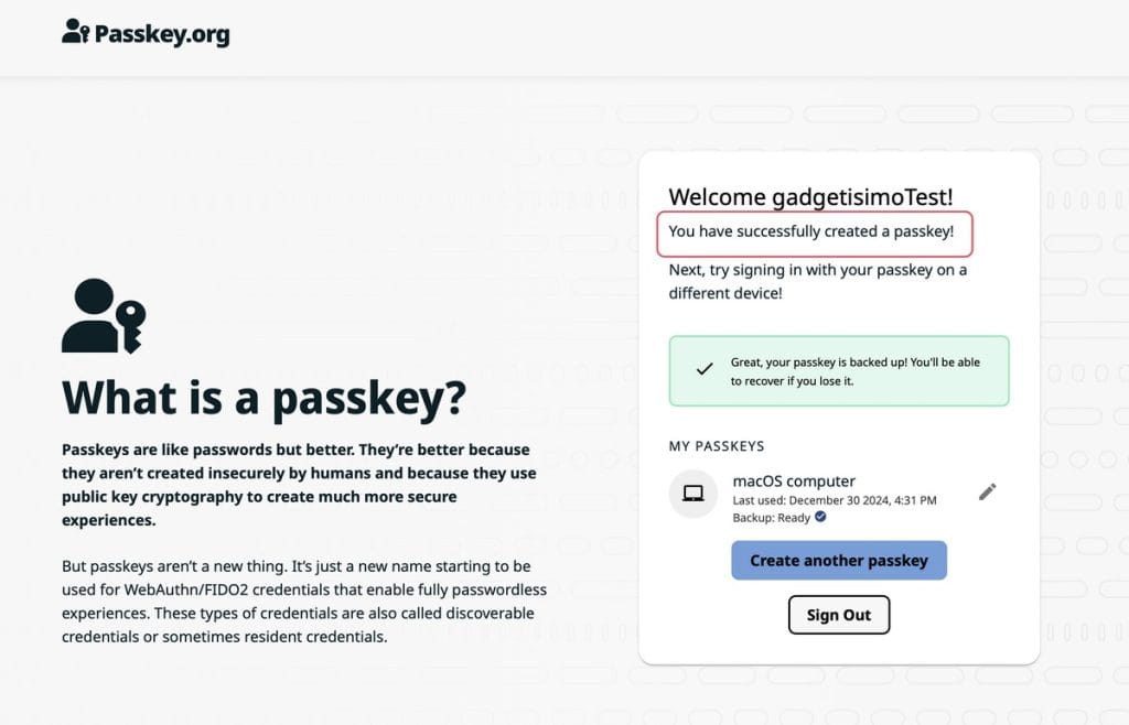 Passkey creat
