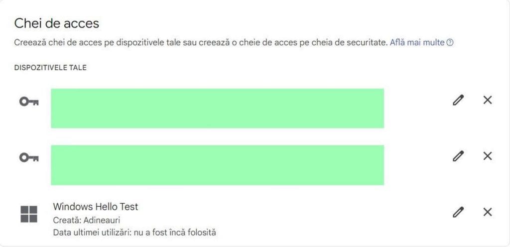 Passkey-ul a fost adăugat contului google