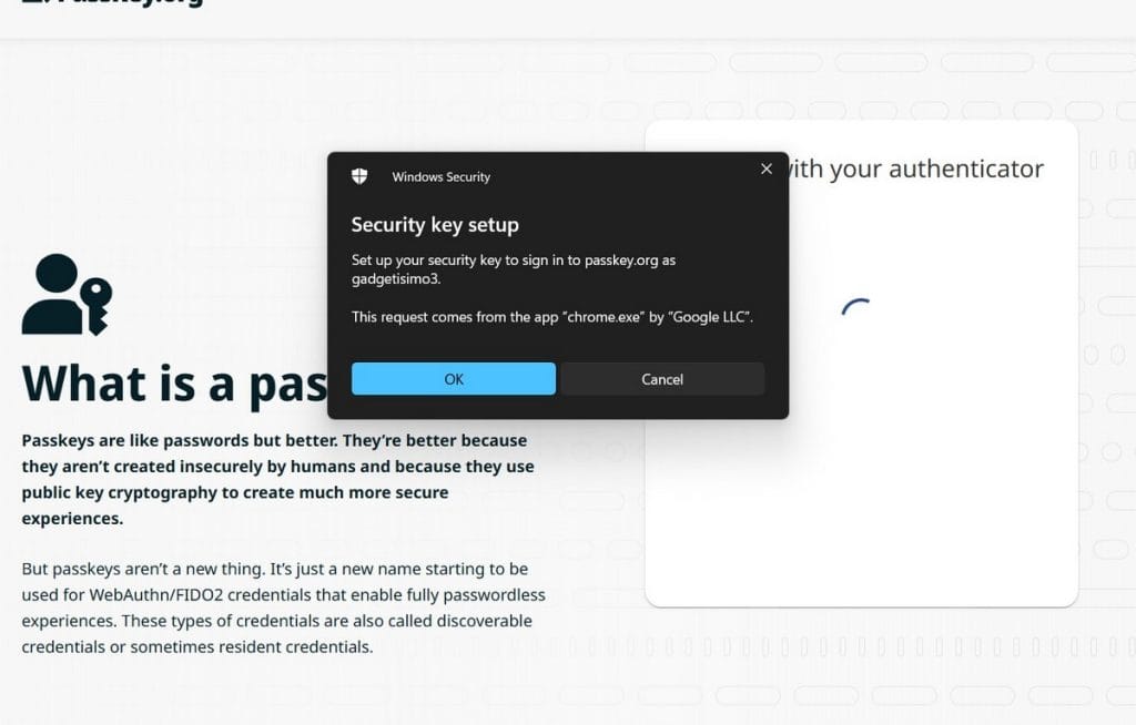 Definire Passkey pas1