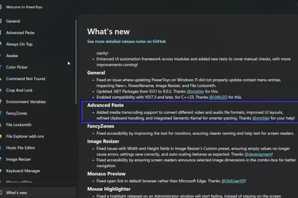 PowerToys 0.89: Transcoding audio-video în Advanced Paste PowerToys Transcoding