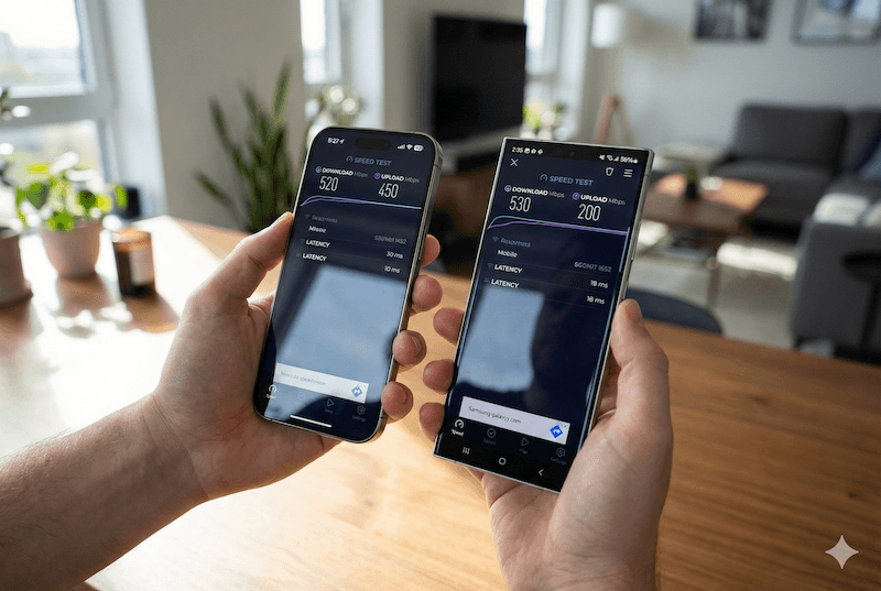 Speedtest between S25U and iPhone 16 pro max